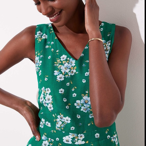 LOFT Floral V Neck Romper - Picture 3 of 5